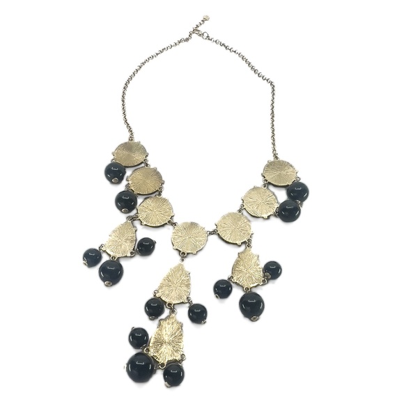 Black and Gold Jeweled Necklace - Picture 2 of 4